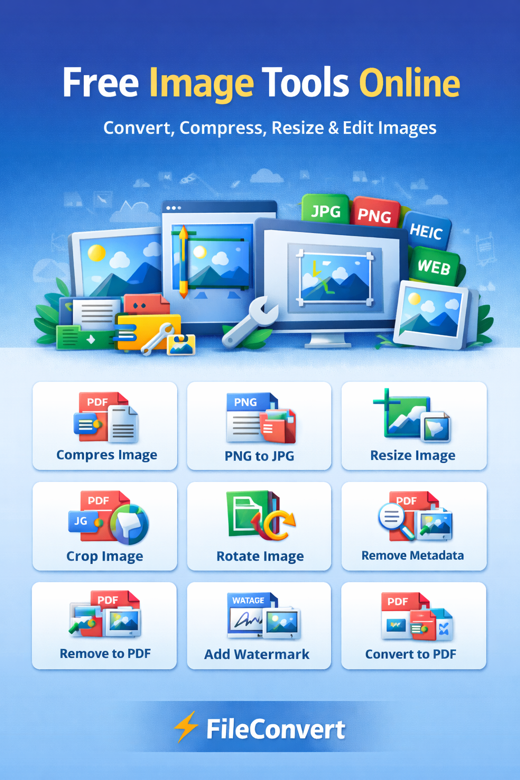 Free image tools online to convert compress resize and edit images